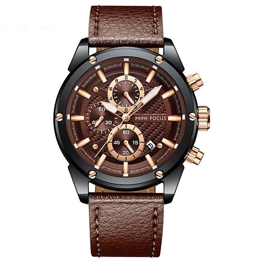 Minifocus Montre homme d'affaires marron