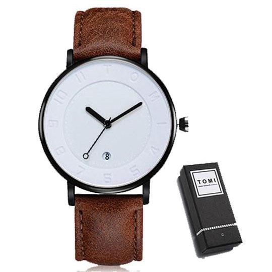 Tomi date et quartz analogique en cuir