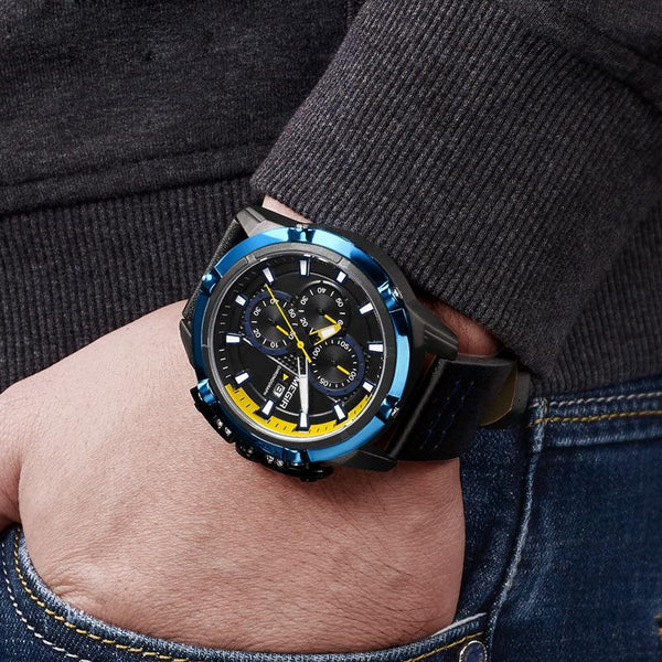 Megir en cuir sport montre