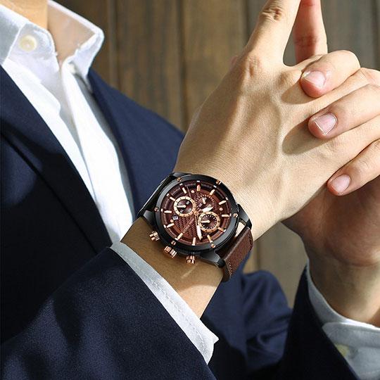 Minifocus Montre homme d'affaires marron