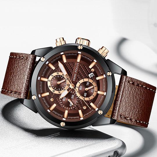 Minifocus Montre homme d'affaires marron